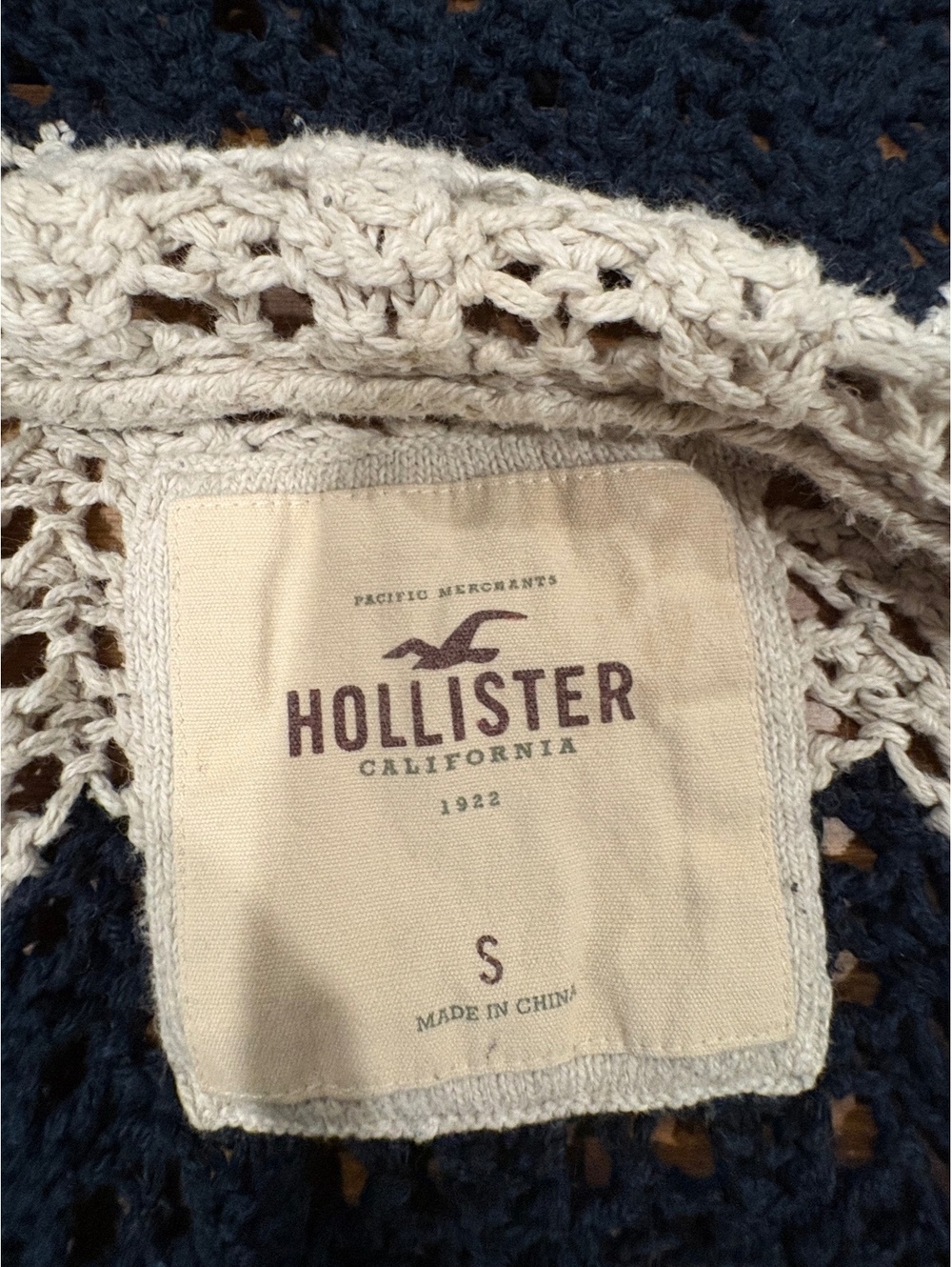 Hollister Striped Crochet Hooded Cover-Up Sweater Size S - Picture 2 of 6